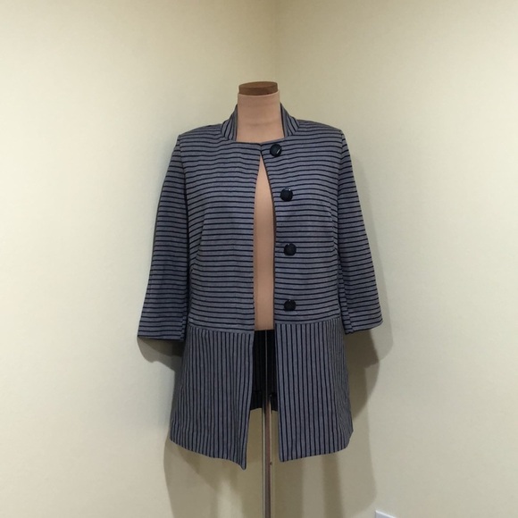 CAbi Car Coat Size Small Dappled  Striped Navy Blue - Picture 3 of 12
